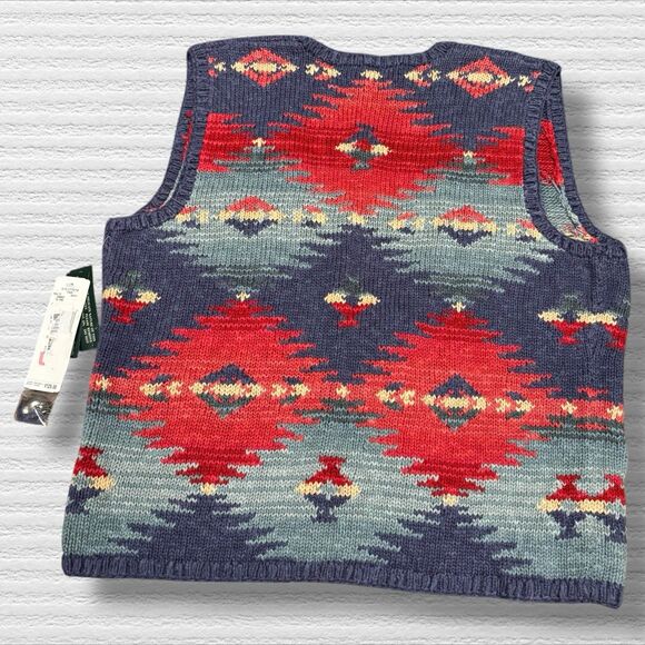 Lauren Ralph Lauren Hand Knit Taos Southwestern Vest Linen Cotton XL NWT 2012 - Picture 8 of 8